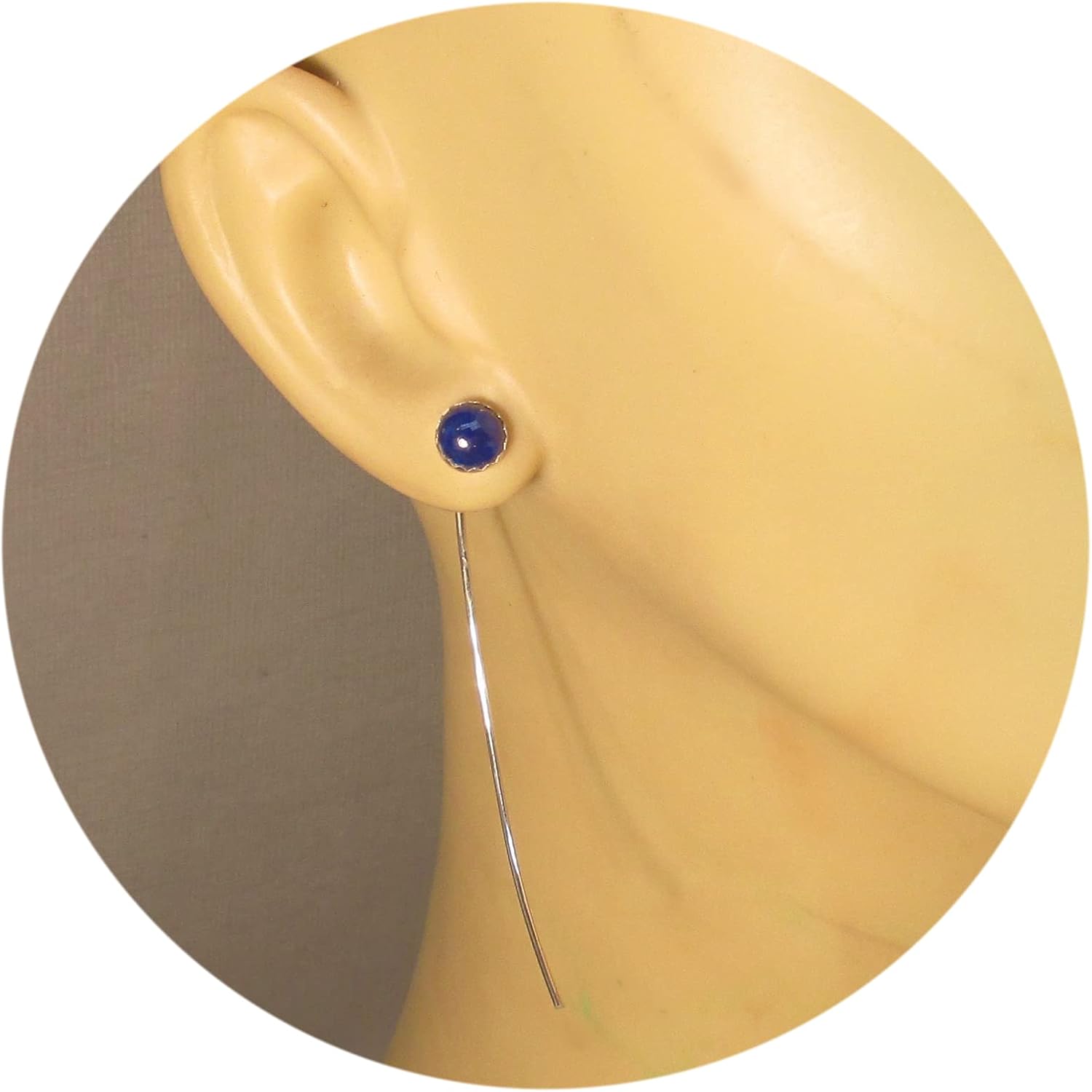 Blue Lapis Threader Earrings In Sterling Silver