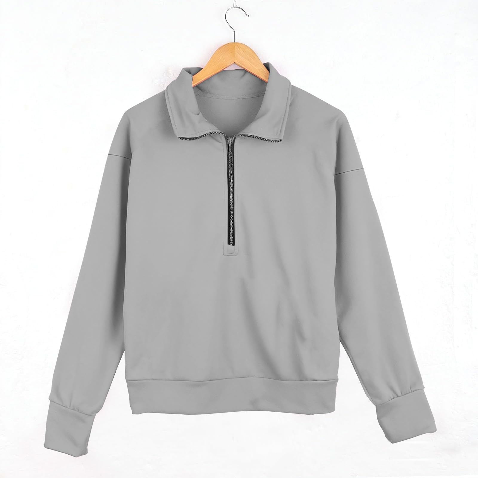 Tuta da donna oversize con colletto alla coreana, mezza zip, pantaloni da