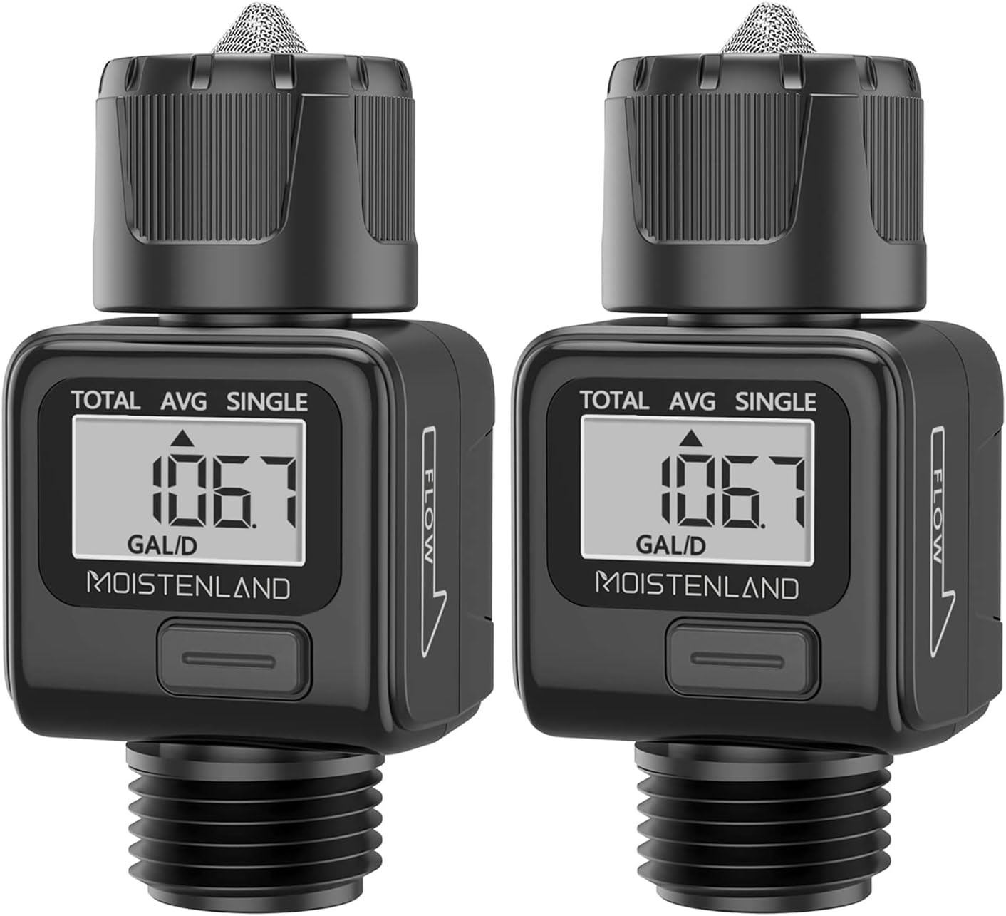 Moistenland Water Flow Meter, Standard 3/4 Hose Thread, High Accuracy and IPX6 Waterproof, Suitable for Indoor and Outdoor Use