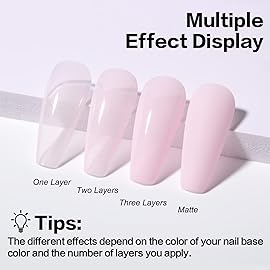 AIMEILI Hema Free Rubber Base Gel For Nails, Soak Off U V LED Clear Sheer Gel Nail Polish, 4 in 1 Nail Strengthen/Enhance/Base Coat/Color - (444) 10ml