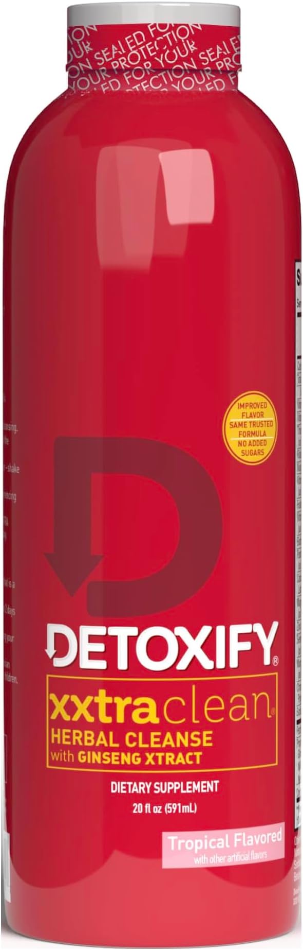 Detoxify – Xxtra Clean Herbal – Tropical Fruit Flavor - 20 oz – Professionally Formulated Extra Strength Herbal Detox Drink – Enhanced with Ginseng Extract & Milk Thistle Extract - Plus Sticker