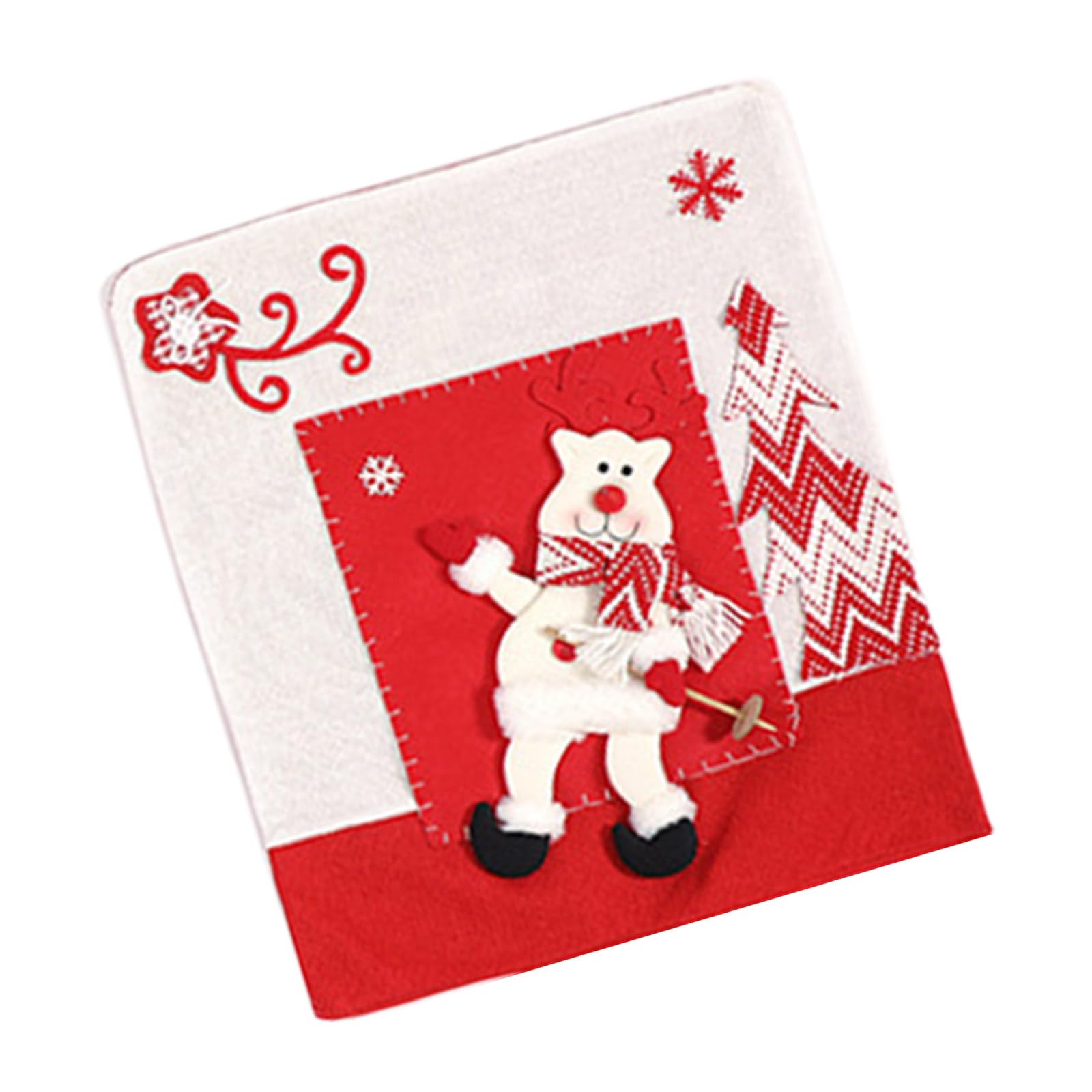 Tsophreniq Decorative Santa Chair Back Covers Felt Slipcovers Christmas Chair Covers for Christmas Felt Fabric Protectors Tree Designs