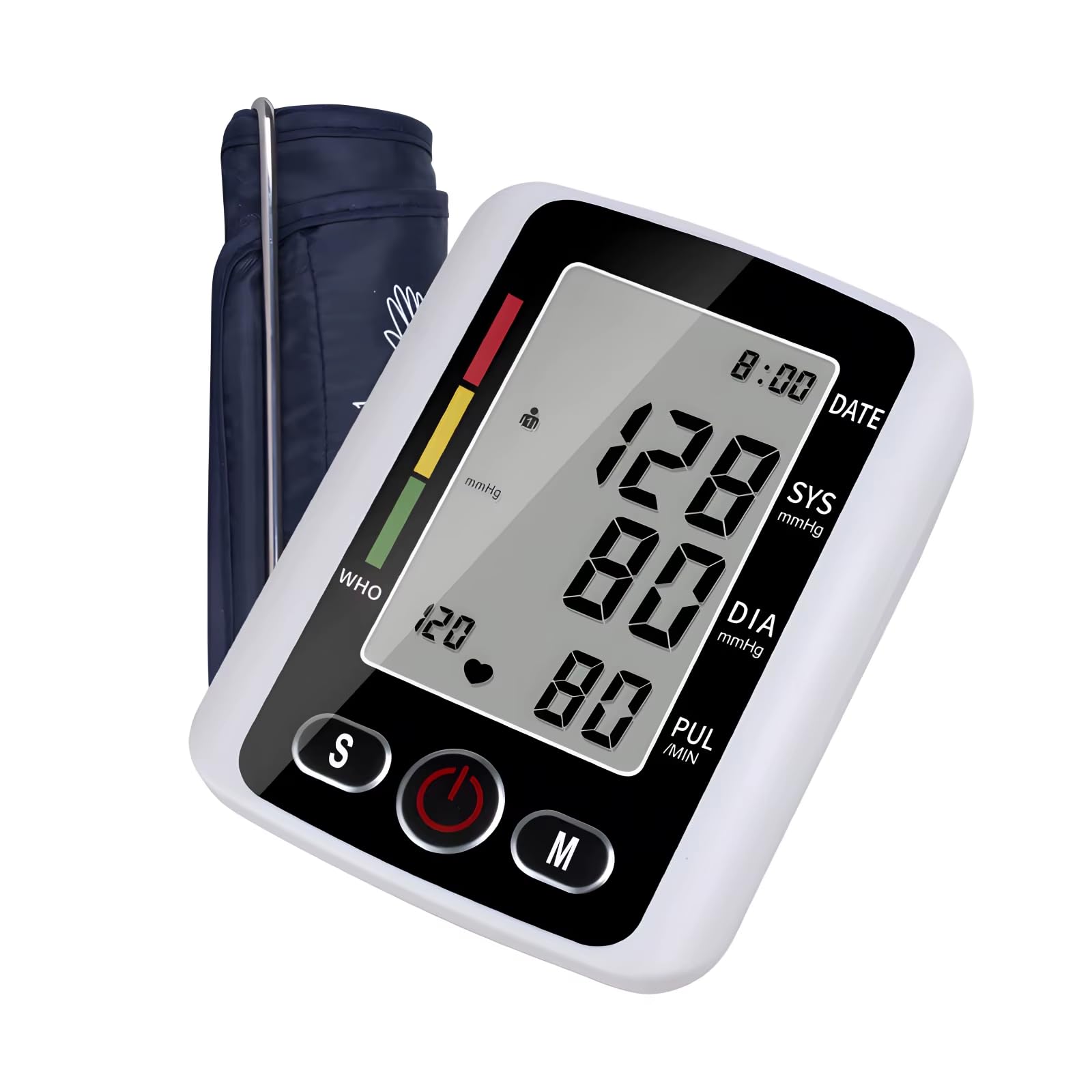Tensiómetro digital LCD de brazo, monitor de presión arterial, medidor de frecuencia cardíaca, esfigmomanómetro de puño grande, tonómetro portátil