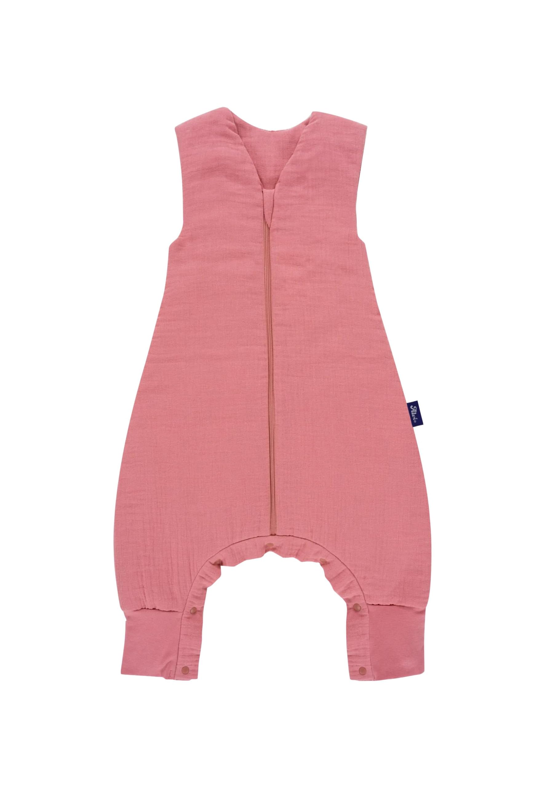Alvi 4-Season Sleep-Overall Mull Baby Schlafsack mit Beinen, 2.0 TOG für Winter und Sommer Fox Glove - Pink, 80cm