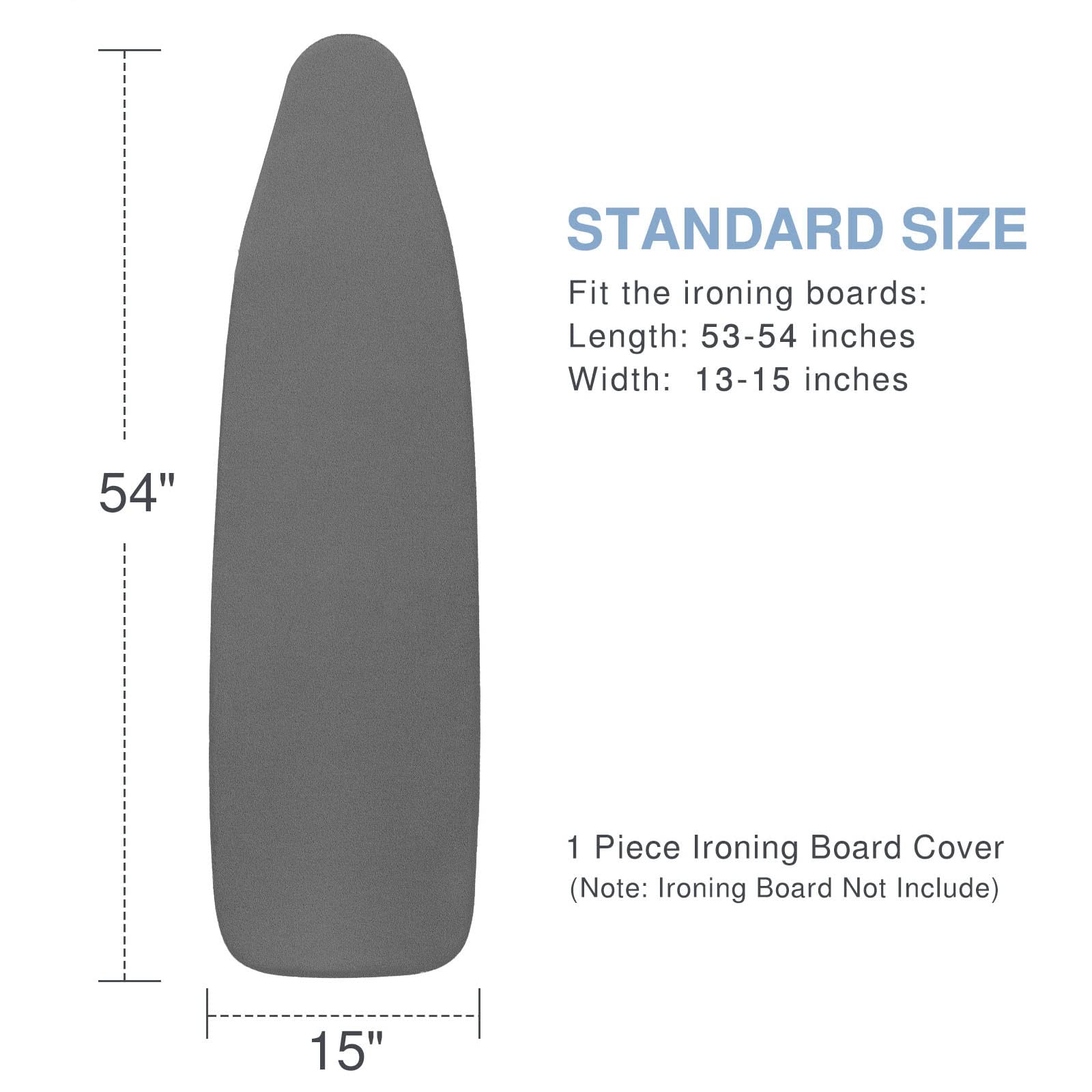 VividPaw Funda y almohadilla para tabla de planchar, tamaño estándar de 15 x 54 pulgadas, acolchado grueso, borde elástico, revestimiento de silicona, resistente a la abrasión y a las manchas,