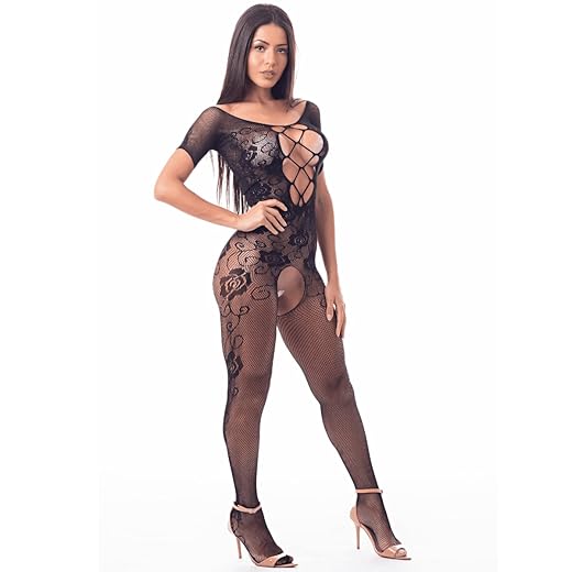 Macacão Lingerie Body Stocking Rendado Sensual Feminino