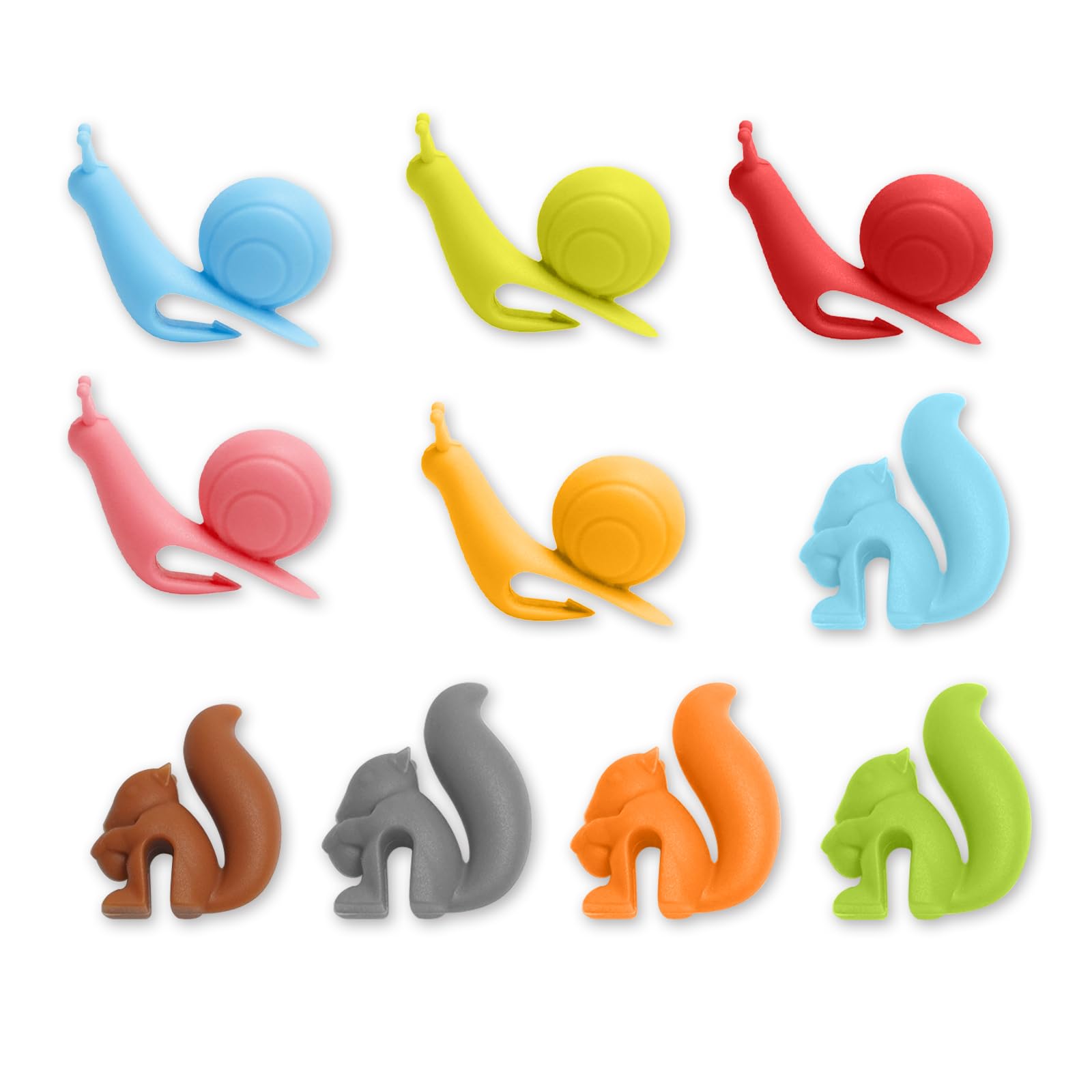 UAIAGM 10Pcs Snail Tea Bag Holder and Squirrel Teabag Holders Cute Silicone Teabag Clip Holders for Mugs Cups and Travel String Holder Accessories for Tea Bags for Parties and Gatherings