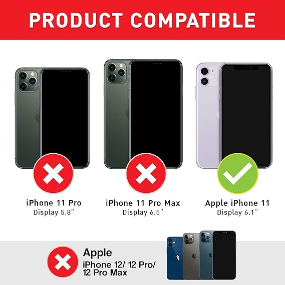 BEZ Case for iPhone 11 Case, Shockproof Cover Compatible with iPhone 11, Shock Absorbing, Heavy Duty Dual Layer Tough Cover- Black