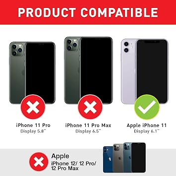 BEZ Case for iPhone 11 Case, Shockproof Cover Compatible with iPhone 11, Shock Absorbing, Heavy Duty Dual Layer Tough Cover- Black
