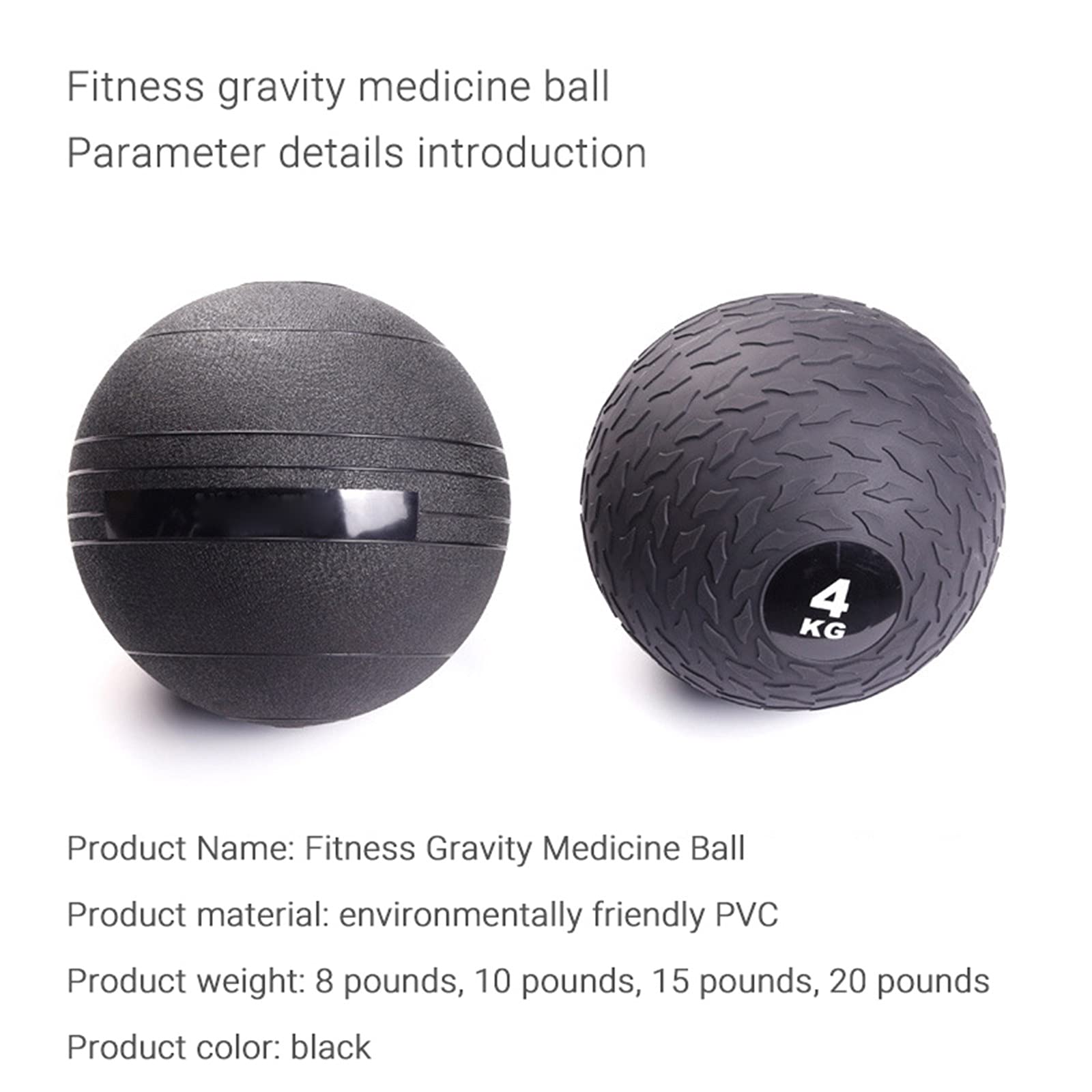 Piłki do ćwiczeń, Piłka lekarska Slam Ball Medicine-Ball bez odbicia 8-20 lbs Piłka ścienna do kulturystyki i fitness - antypoślizgowa guma teksturowana,20 lbs