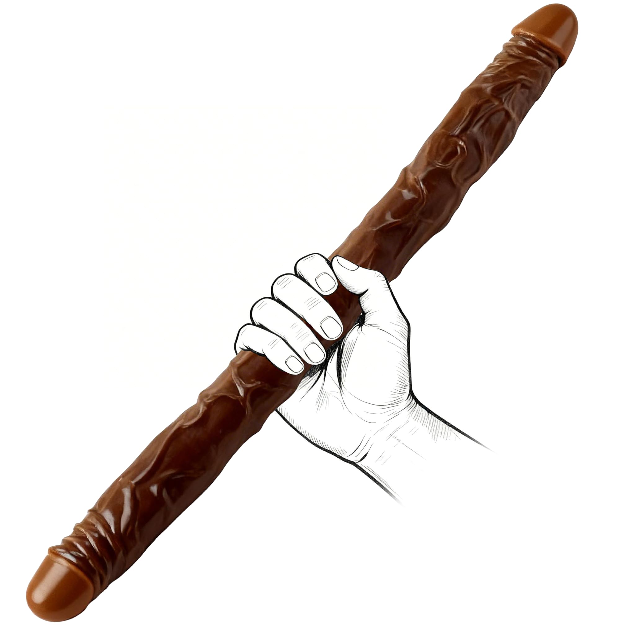 Doppio dildo XXL da 55 cm – doppio dildo extra lungo (Ø 4 cm), design realistico con vene, flessibile, peso massiccio di 600 g, giocattolo a doppio lato per coppie e esperti, marrone D15-7