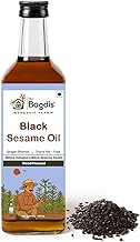 Black Sesame Oil | Cold Pressed | Natural & Trans Fat Free Sesame Oil Glass Bottle (500ml)