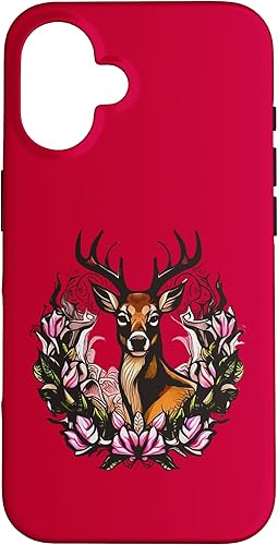 Arkansas Deer with Antlers and Apple Blossom Tattoo Art Case for iPhone 16