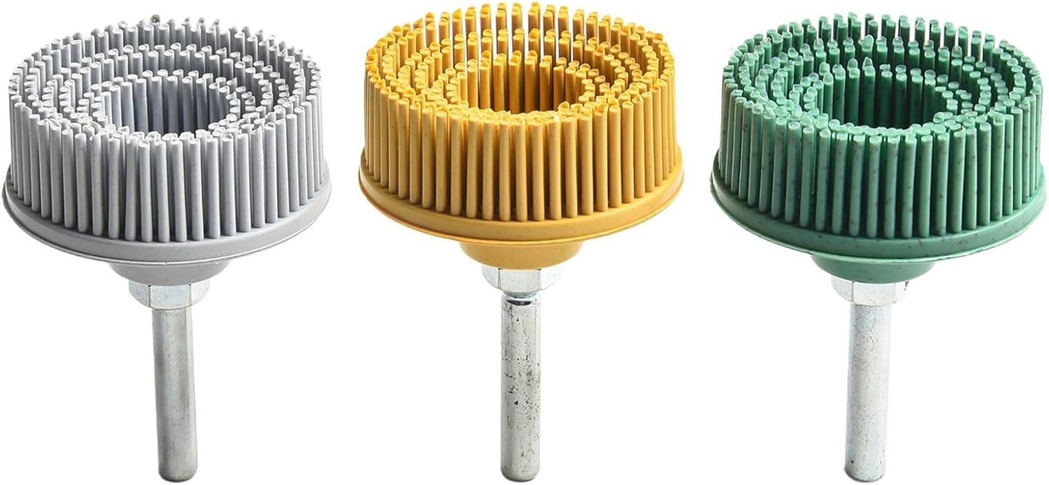 Bristle Disc for Drill, 2 Inch/50mm Abrasive Polishing Wheel with 1/4 Inch Shank, 50/80/120 Grit Options for Metal, Aluminum, Rust and Deburring