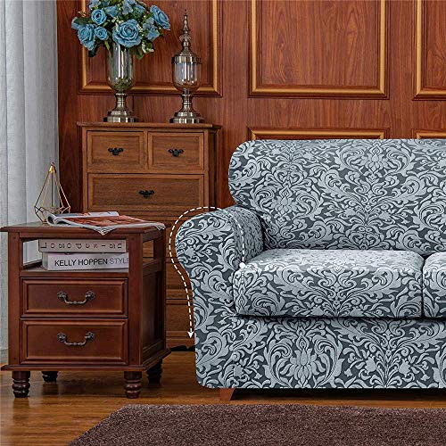 Zhuan Jacquard Damask Sofa Slipcover With 2 Separate Seat Cushion Couch Cover Stretch Washable Furniture Protector For Conventional Settee For Kids,Pets(Grayish Green,2 Seater(145-180Cm)) #TOP4