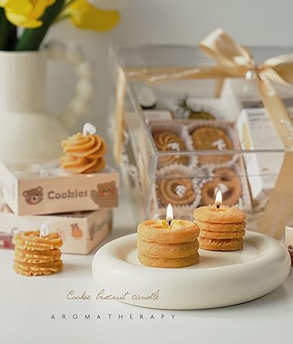 Miniatura 2 de Vela perfumada en forma de galletas, 4 unidades, 4.23 onzas (4.23 oz), aroma de galleta, cera de soja, vela decorativa para mesa, fotos, cumpleaños,