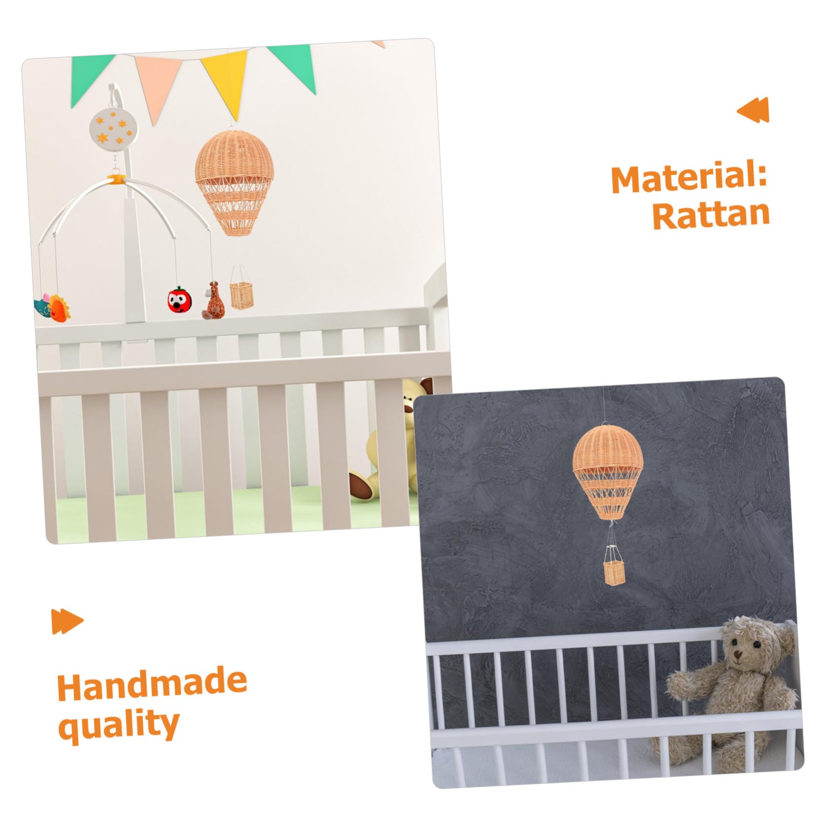 TOYANDONA Woven Rattan Hot Air Balloon Decorative Hanging Ornament for Nursery Party Craft Balloon Wall Decor