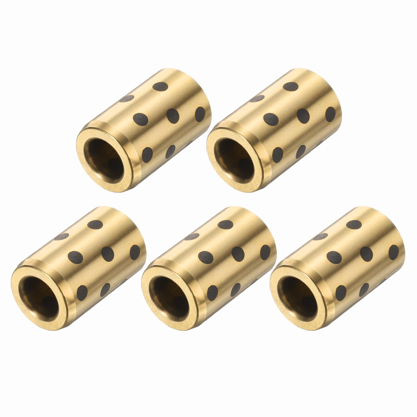 uxcell 5pcs Sleeve Bearings 8mm Bore x 15mm OD x 24mm Height, Wrapped Oilless Bushings Brass Graphite, JDB Oilless Graphite Lubricating Cast Brass
