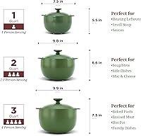 Vista 6 de MINH LONG - Horno Holandés de Porcelana de 2 Cuartos de Galón con Tapa – Libre de Plomo y Cadmio, Seguro para Horno hasta 482°F, Retención de Calor