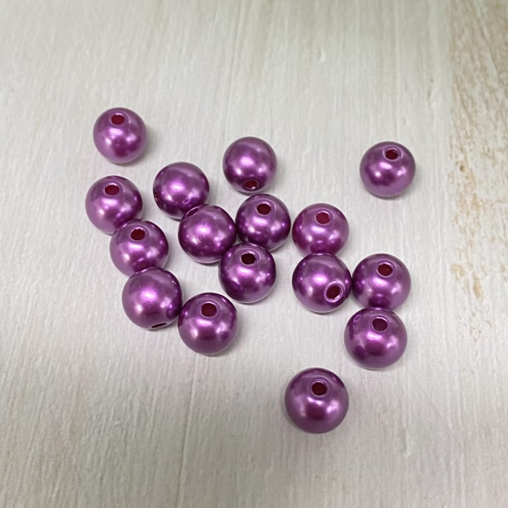 300pcs Pearl Beads for Crafts 8mm Resin Pearl for Jewelry Making Round Loose Pearls Beads with Hole for Necklaces Bracelets Earrings Making Jewelry Decoration (Dark Purple) - Image 3