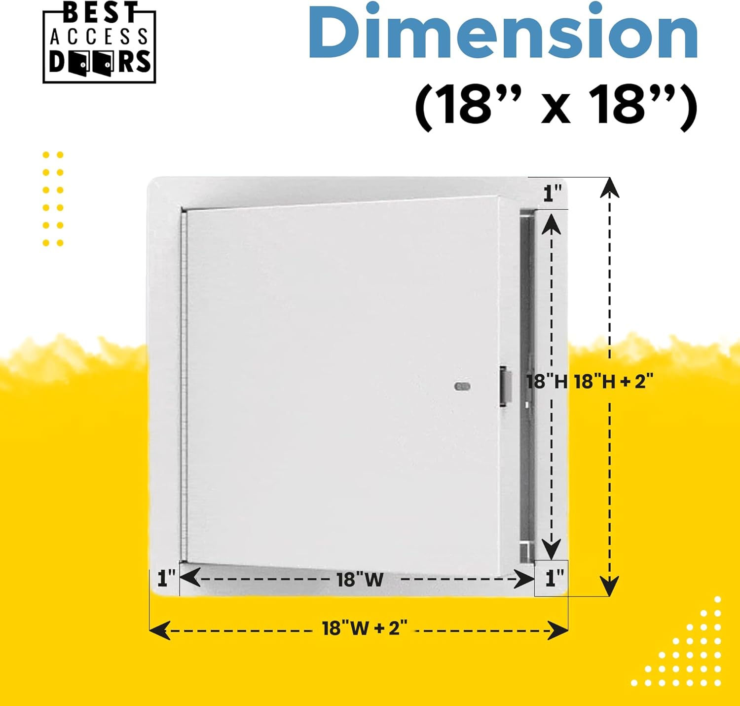 Best 18" x 18" Insulated Fire Rated Metal Access Door with Flange – 20-Gauge Galvanneal Steel Wall Access Panel, 2" Mineral Wool Insulation, White Powder-Coat Finish, LEED Compliant, BA-FRI