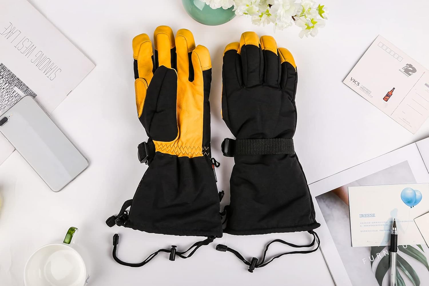 SKYDEER Waterproof and Windproof Genuine Deerskin Leather Ski Gloves with 150G 3M Thinsulate Insulation (SD8648T) - Image 9