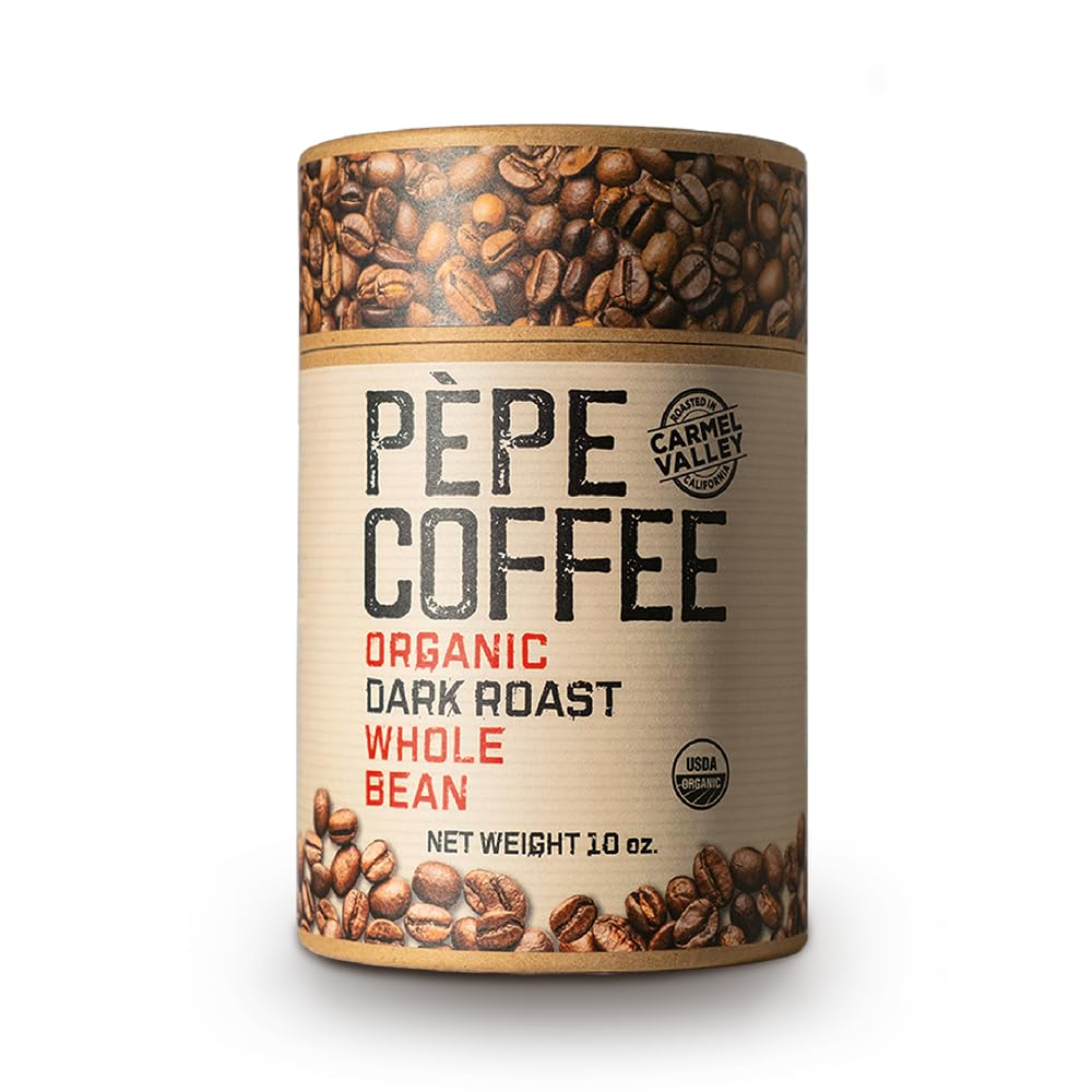 Pepe Coffee Organic Dark Roast Whole Bean Coffee 10 oz 1-pack by Chef Pepe