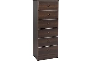 Prepac Astrid Espresso 6-Drawer Tall Dresser for Bedroom Storage (Espresso)
