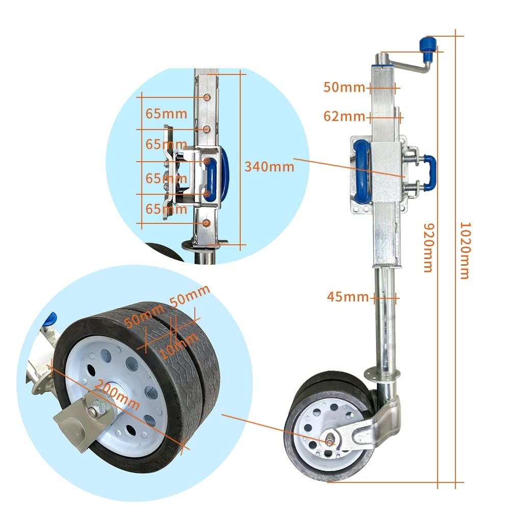 4 X Regulowana wysokość Pozycje Heavy Duty Offroad 5000LBS Podwójne koło kopiujące Swing Up Trailer Jack Caravan Camper Boat Kamper, przyczepa kempingowa, akcesoria kempingowe