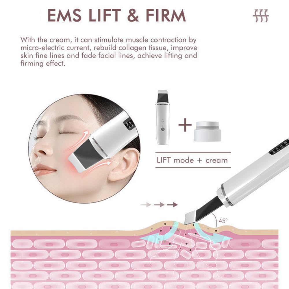 Ultrasonic Skin Scrubber, USB Rechargeable Facial Spatula Blackhead Remover with 4 Modes, Pore Cleaner and Wrinkle Remover - Image 2