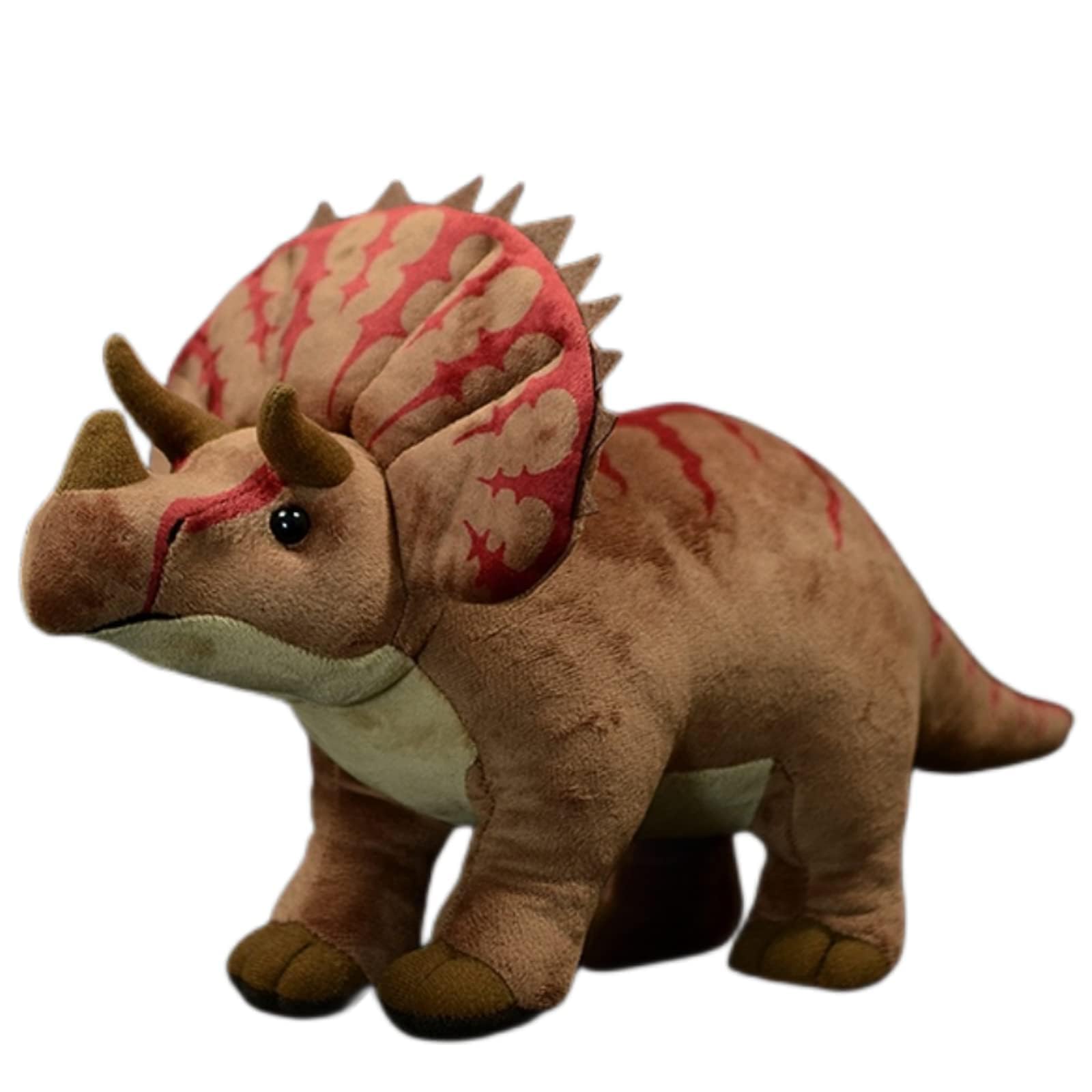 Tiny Heart Triceratops Dinosaur Plush Toy - Realistic Stuffed Toy, Cute and Soft Gift for Children Boys and Girls - Brown, 21 Inches