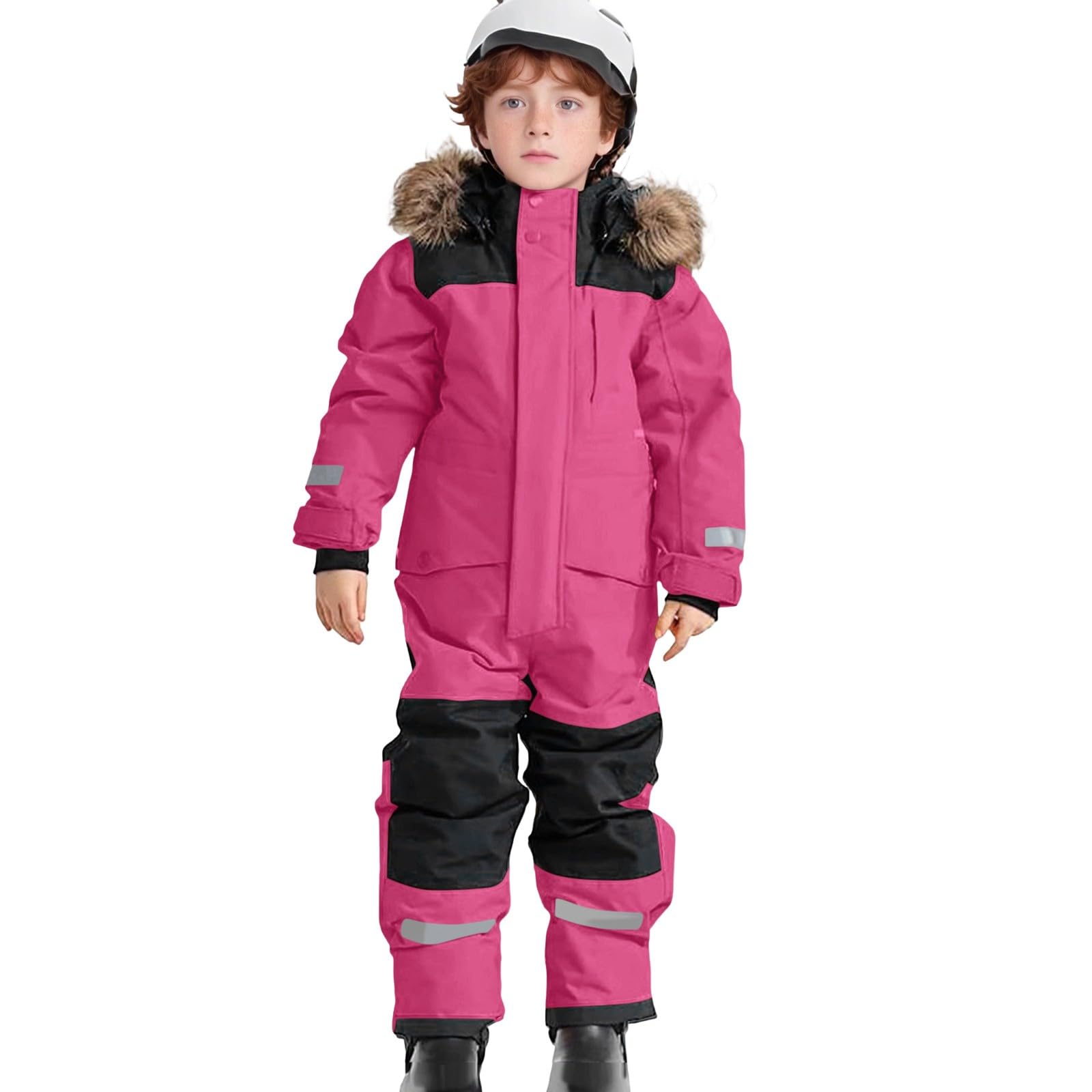 Generico Tute da Neve Bambino e Ragazzi, Tute da Sci Bambine e Ragazze, Tuta da Neve di un Pezzo Bambini Invernale Outdoor Antivento Impermeabile e Traspirante Calda Tuta con Cappuccio e