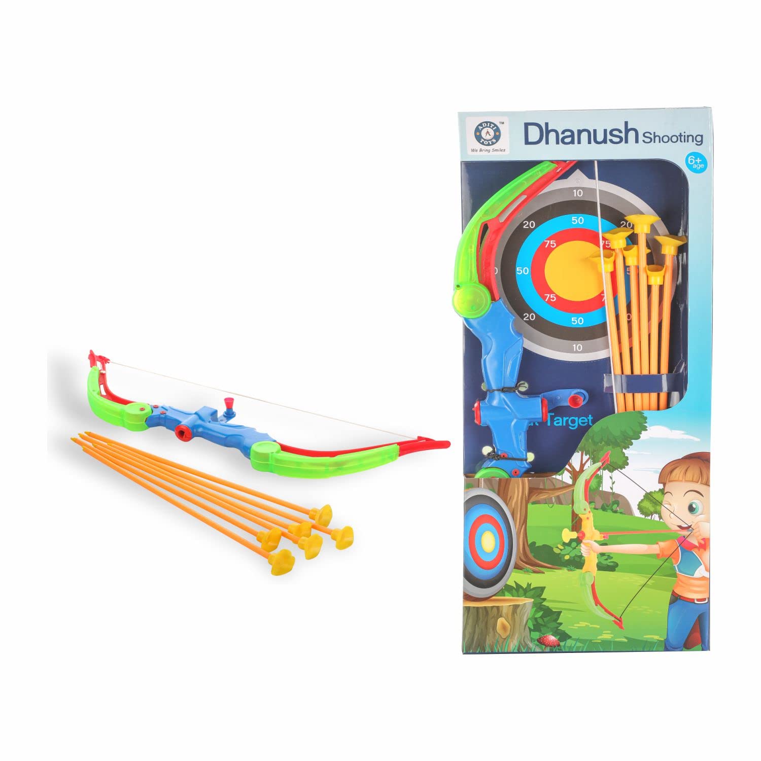 ADITI TOYS Pull Back Bow & Arrow With Led Lights, Dhanush Toy Set With Cutout Target Board, Classic Bow & Arrow Shooting For Kids Above 6 Years, Bis Approved, Multi (B0BJVJNG77) Amazon Price History, Amazon Price Tracker