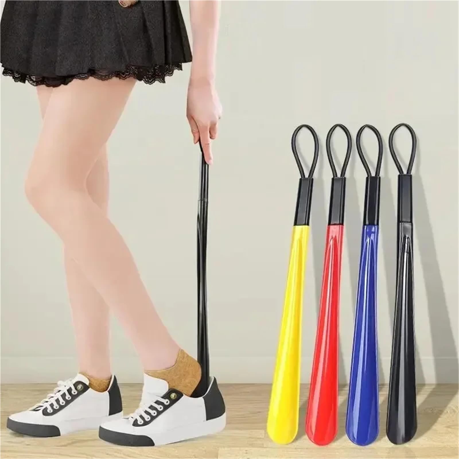 Cuernos de zapato extralargos, cuerno de plástico negro, forma de cuchara, elevador de calzador, accesorios flexibles for zapatos
