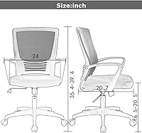 Vista 3 de Silla de escritorio de malla para computadora con brazos de apoyo lumbar, elegante silla ejecutiva moderna y giratoria con soporte lumbar