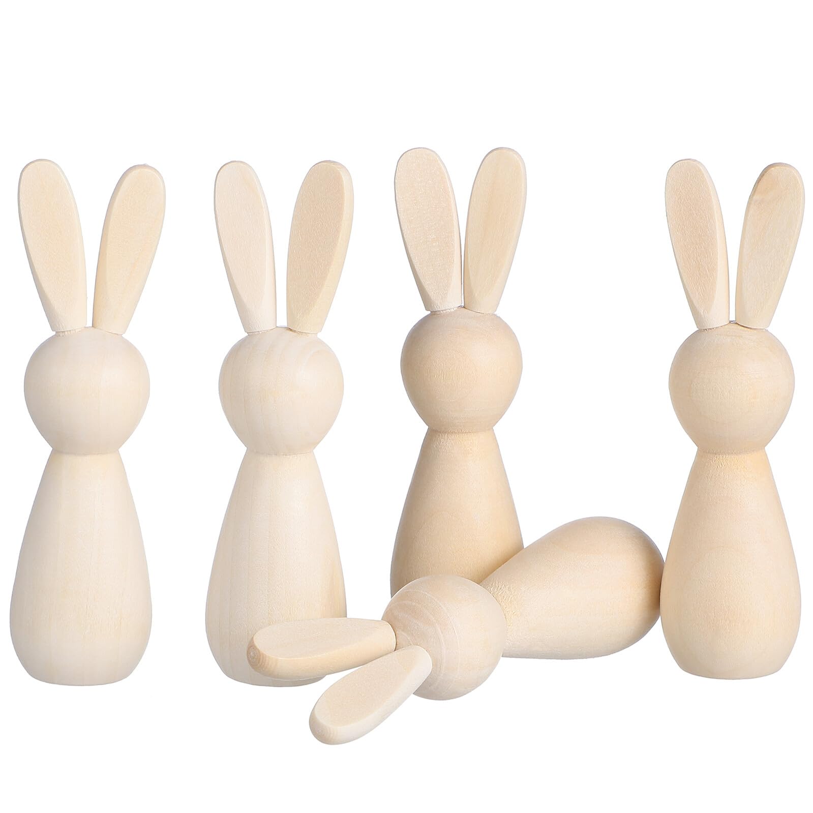 TOPBATHY Figuras de Conejo 5 Piezas de Madera sin Terminar para Diy para Pintar Beige Superficie Lisa Decoración de Mesa y Habitación Infantil