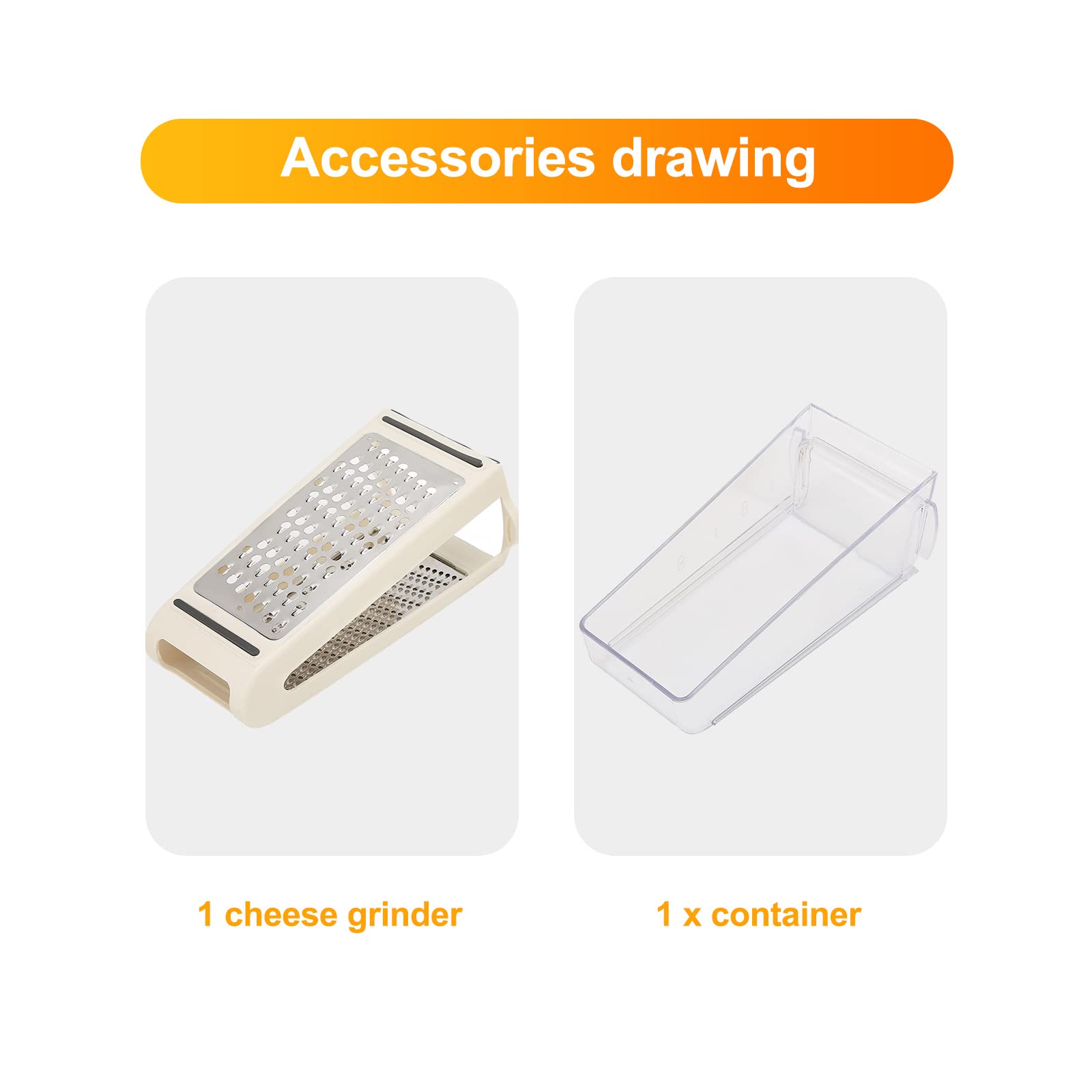 Cheese Grater, Multipurpose Kitchen Box Graters with Double Sided Removable Container, Professional Box Grater for Cheese, Vegetables, Ginger, Garlic