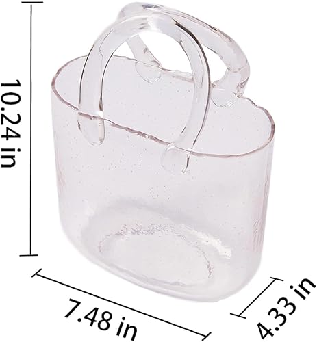 Miniatura 2 de Jarrón de mano, elegante diseño de bolso, jarrón único para bolso, jarrón de vidrio para decoración del hogar, sala de estar, oficina, jardín, boda,