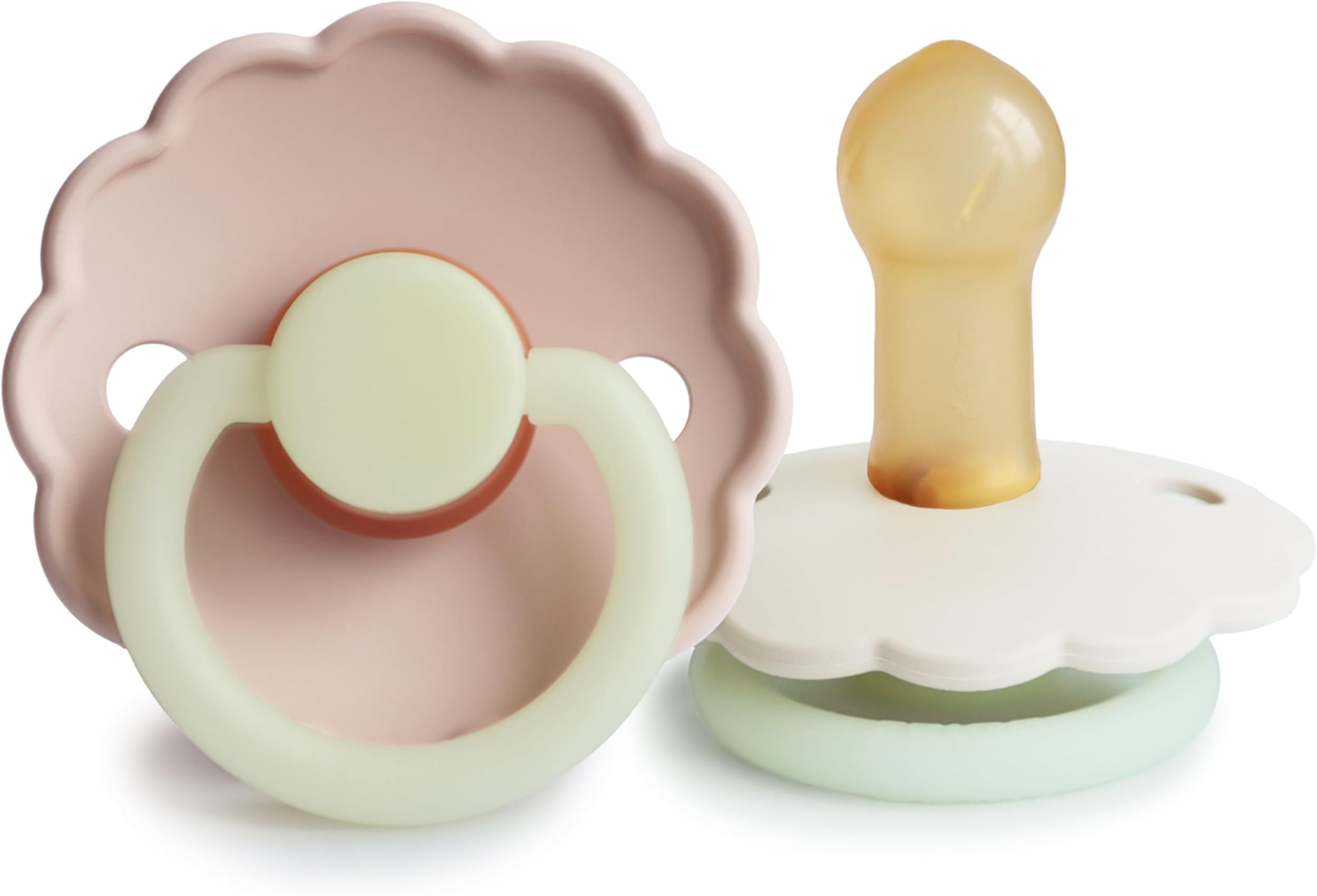- Daisy Night Natural Rubber Baby Pacifier | Made in Denmark | BPA-Free (Blush/Cream, 6-18 Months) 2-Pack