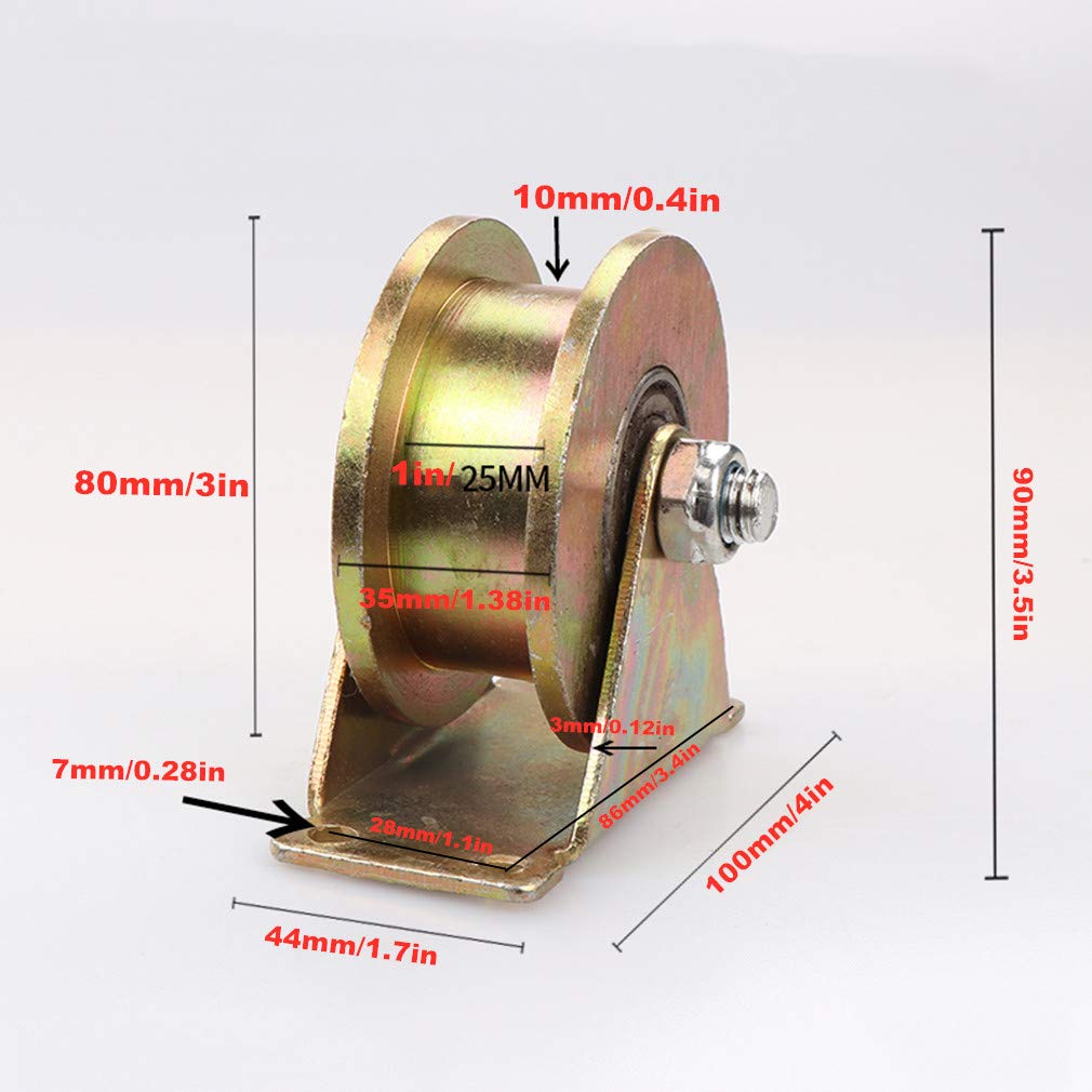 Rullo per cancello Scorrevole a scanalatura a H per impieghi gravosi - Ruote in Acciaio da 45 libbre per Porte da fienile, carrelli industriali e binari per funi Metalliche, Finitura zincata