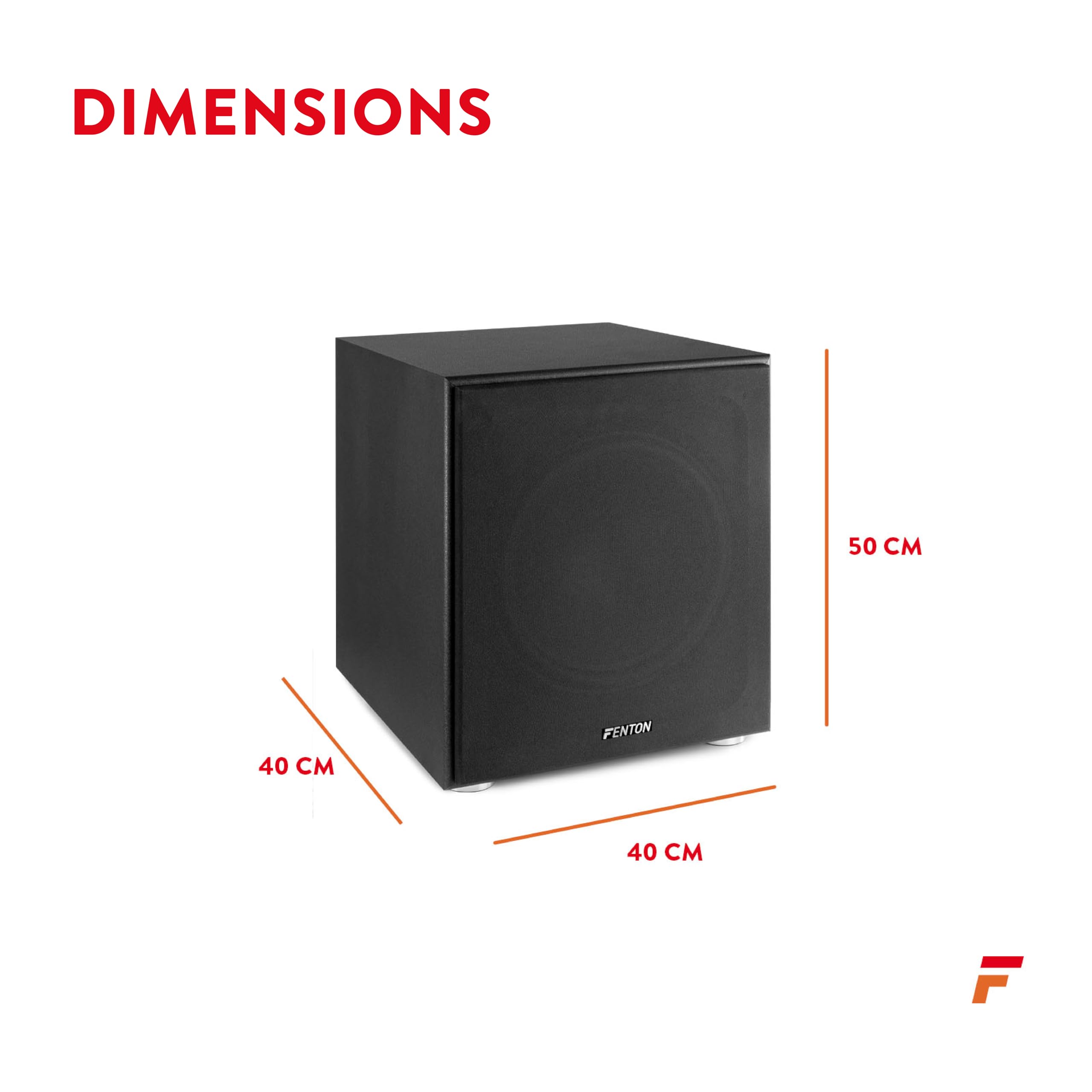 Fenton SHFS12B Subwoofer Amplifié 12 Noir, Caisson de Basse Actif, 400 Watts Max, Bass-Reflex, Qualité Sonore Optimale, Caisson de Basse pour Home Cinéma ou HiFi