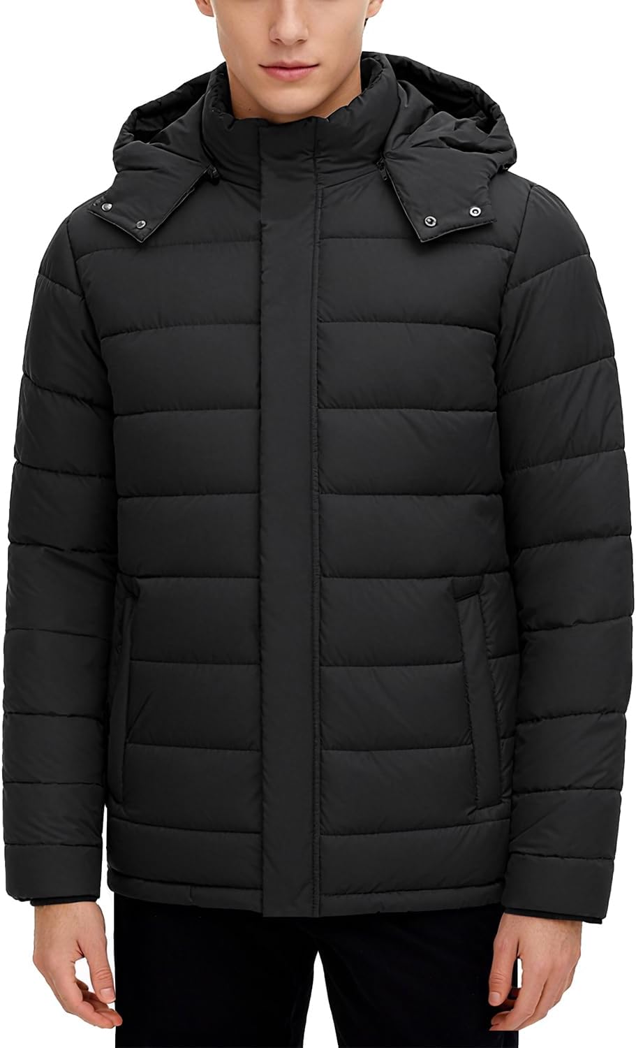 Men's Winter Down Jacket with Detachable Hood | Fleece-Lined Warm Coat Windproof Thickened Design for Cold Weather - Image 2