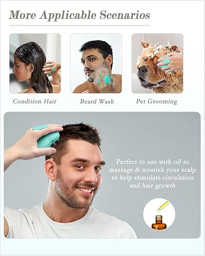 Miniatura 6 de FREATECH Cepillo masajeador de cuero cabelludo 100% de silicona para el cuidado del cuero cabelludo y el crecimiento del cabello, exfoliante