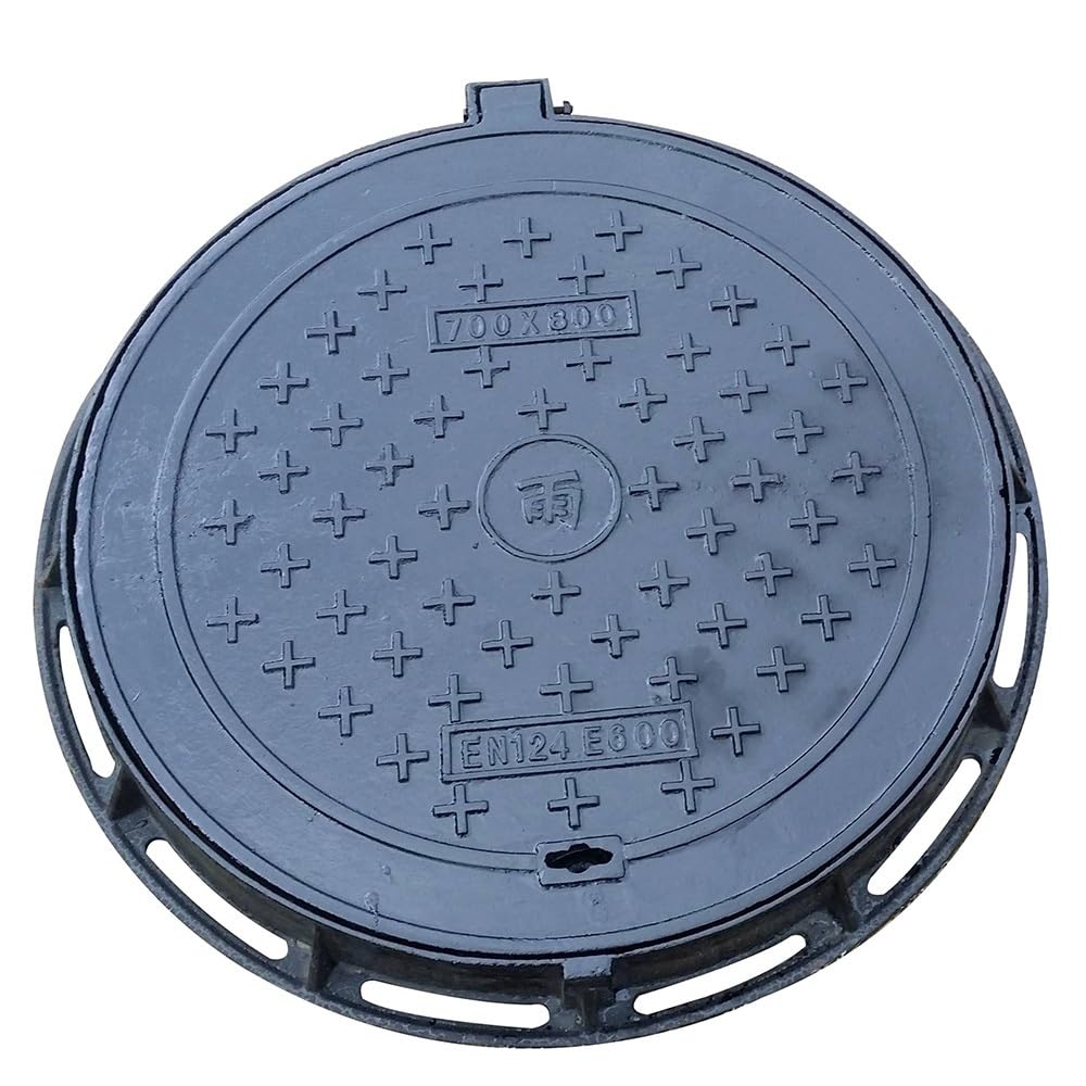 Gbrsxyip Black Heavyduty Round Manhole Cover & Framecast Iron Sewer & Septic Tank Cover Weatherresistant Trench Cover For Concrete Floors (70X80cm / 27.5X31.5in)