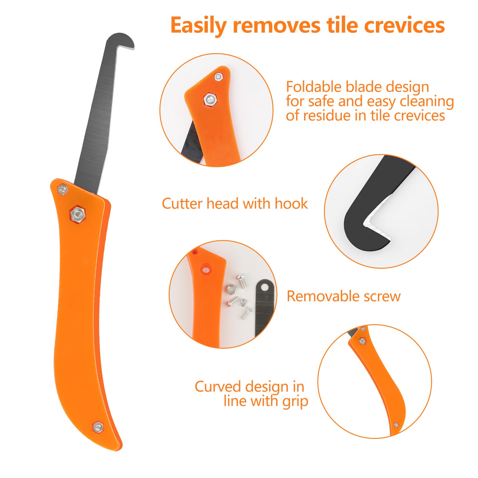 6 PCS Pro Grout Removal Tool Kit With Rake, Tile Remover, Scraper, Brush, Hand Saw and Angled Rake for Tile Cleaning - Image 3