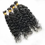 Bulk Human Hair for Braiding Loose Wave 100% Unprocessed Brazilian No Weft Human Hair Deep Curly 100g/Bundle 10 to 26 Inch Remy Hair Bulk (12inch 1bundle, Natural color)