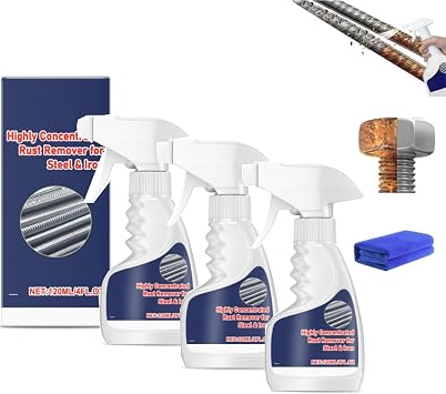 120ml Removedor De Oxido Altamente Concentradorust Remover,Highly Concentrated Steel Rust Remover,Highly Concentrated Rust Remover for Steel & Iron,Heavy Duty Rust Remover Spray for Metal 3
