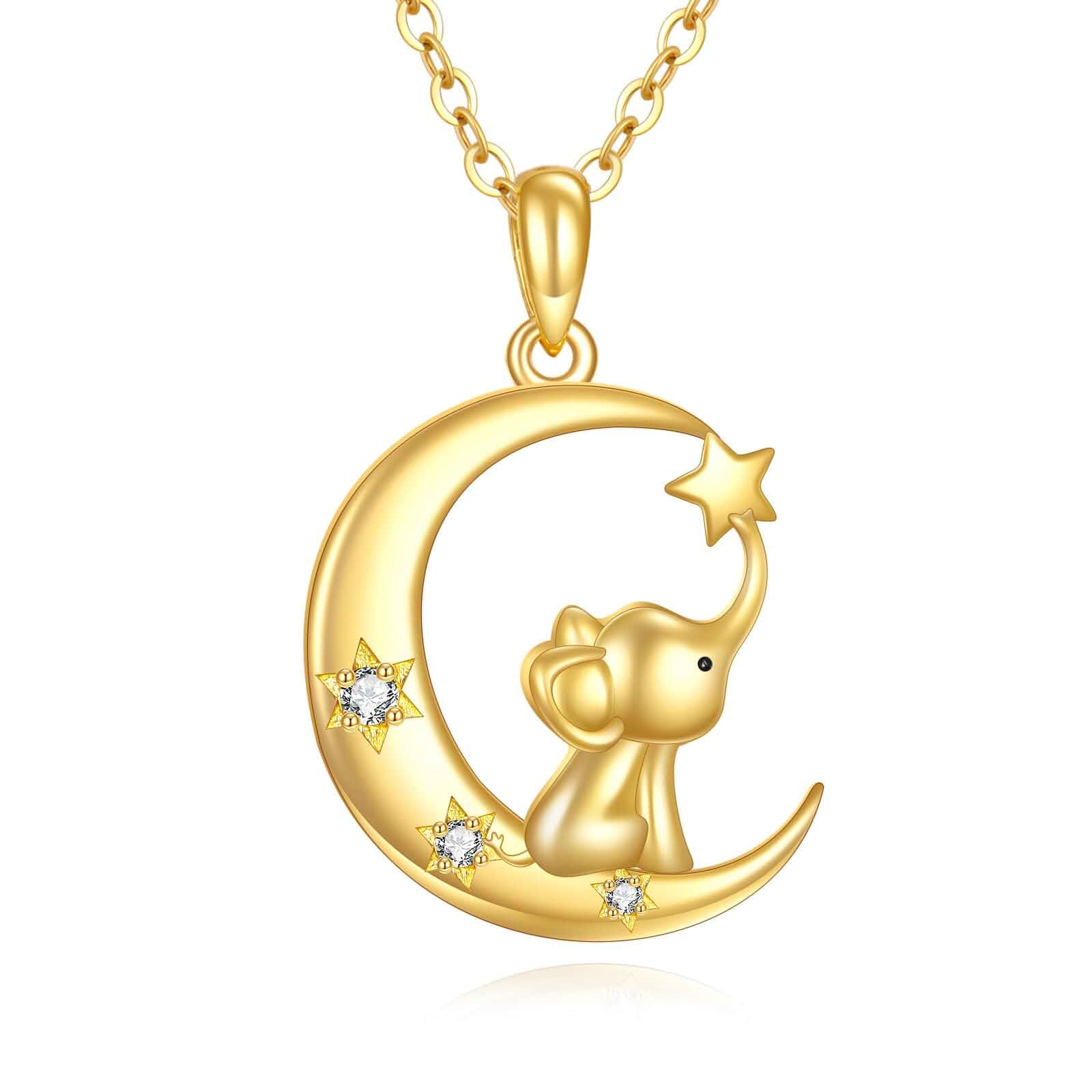 KECHO 14k Gold Elephant Necklace Yellow Gold Elephant Pendant Birthday Gifts for Women Jewelry Gifts for Her