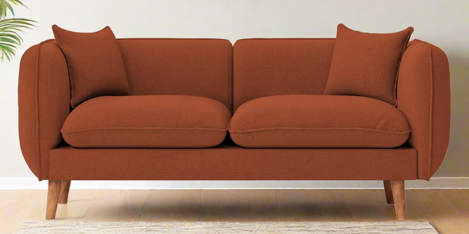 Viva Fabric Loveseat 2-Seater Sofa, Modern Upholstered Accent Couch with Comfortable Cushions and Armrests, Stylish Small Sofa for Living Room Bedroom Office (Orange, 2 Seater)-image-42