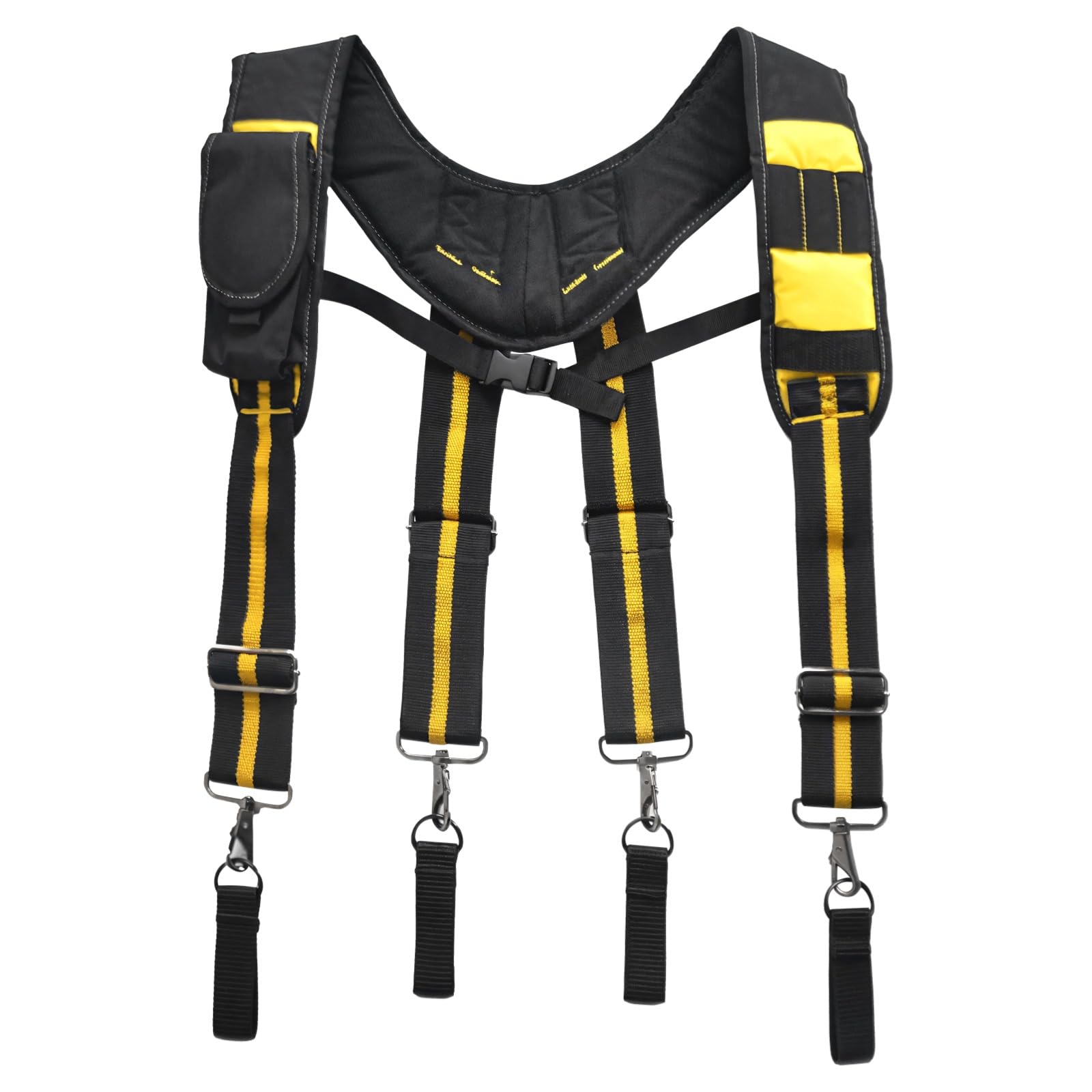Bretelles pour ceinture à outils, design dos en X, harnais de support avec sangles réglables, rembourrage, noir et jaune, usage professionnel